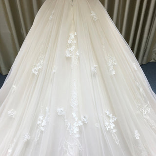 Gorgeous Ball Gown Light Champagne Wedding Dress with Off the Shoulder - Rosymae