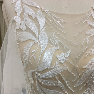 Gorgeous Ball Gown Light Champagne Wedding Dress with Off the Shoulder - Rosymae