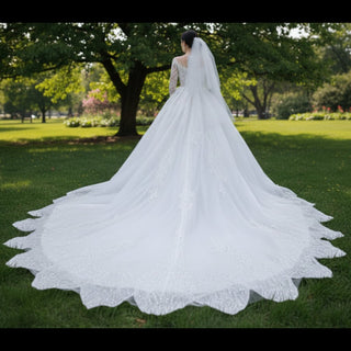 Gorgeous Beaded Wedding Dress Long Sleeve Dubai Wedding Gown - Rosymae