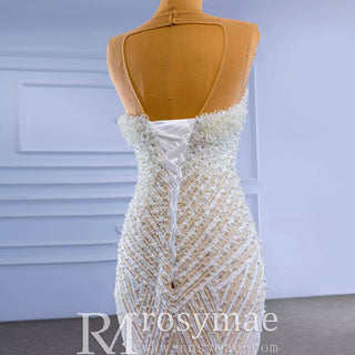 Gorgeous Beading Pearl Wedding Dress with Keyhole Front and Back - Rosymae