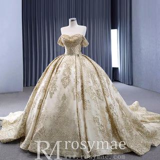 Gorgeous Beading Sequins Prom Gown with Off The Shoulder Quinceanera Dress - Rosymae