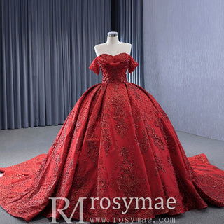 Gorgeous Beading Sequins Prom Gown with Off The Shoulder Quinceanera Dress - Rosymae