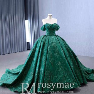Gorgeous Beading Sequins Prom Gown with Off The Shoulder Quinceanera Dress - Rosymae