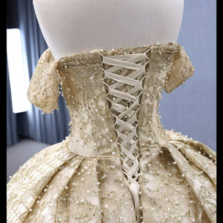 Gorgeous Beading Sequins Prom Gown with Off The Shoulder Quinceanera Dress - Rosymae
