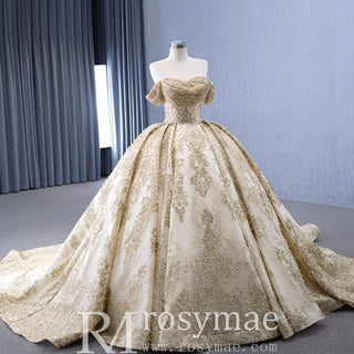 Gorgeous Beading Sequins Prom Gown with Off The Shoulder Quinceanera Dress - Rosymae