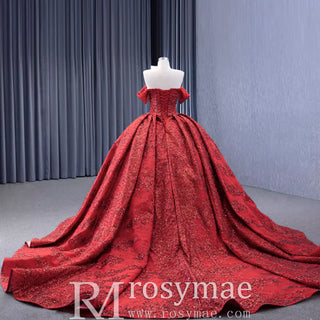 Gorgeous Beading Sequins Prom Gown with Off The Shoulder Quinceanera Dress - Rosymae