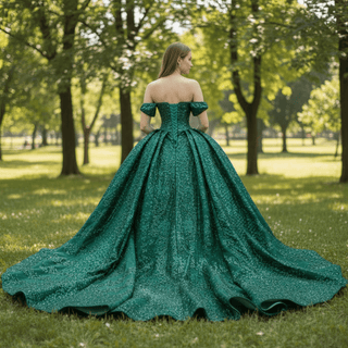 Gorgeous Beading Sequins Prom Gown with Off The Shoulder Quinceanera Dress - Rosymae