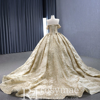 Gorgeous Beading Sequins Prom Gown with Off The Shoulder Quinceanera Dress - Rosymae