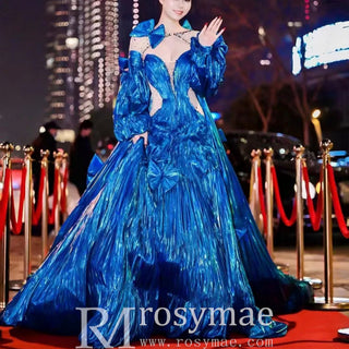 Gorgeous Beading Unique Prom Dress Formal Gown with Cape - Rosymae