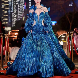 Gorgeous Beading Unique Prom Dress Formal Gown with Cape - Rosymae