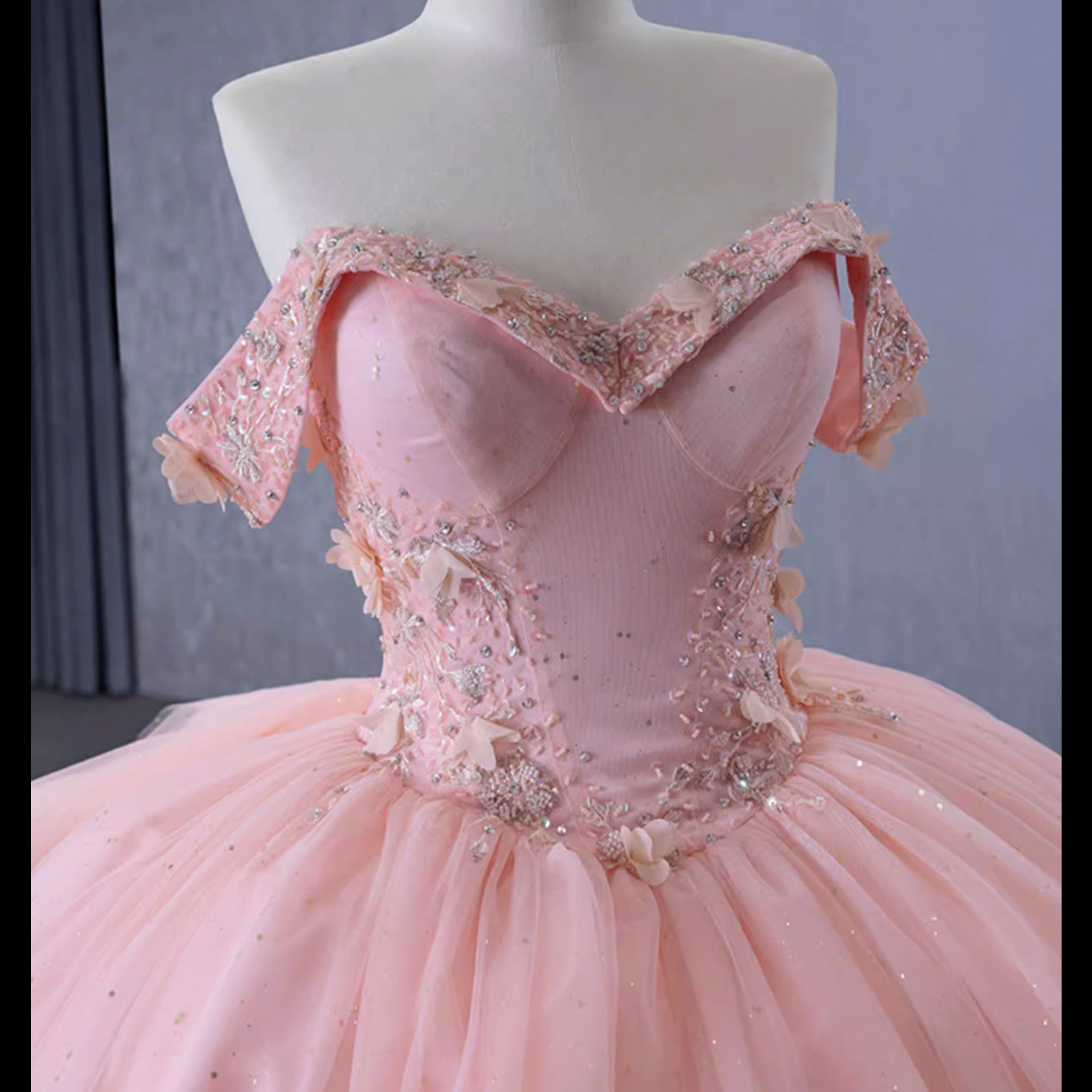 Gorgeous Blush Handmade Beading Wedding Dress Quinceanera Gown - Rosymae