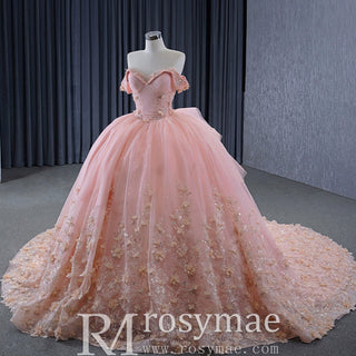 Gorgeous Blush Handmade Beading Wedding Dress Quinceanera Gown - Rosymae