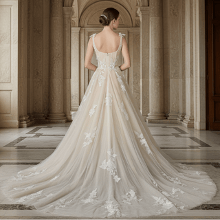 Gorgeous Cream Ball Gown Square Neck Wedding Dresses - Rosymae