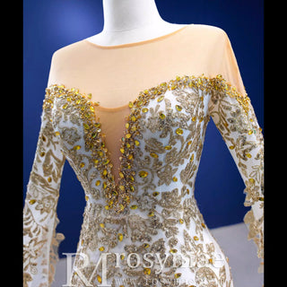 Gorgeous High-end Trumpet Wedding Dress with Long Cape Sleeve - Rosymae