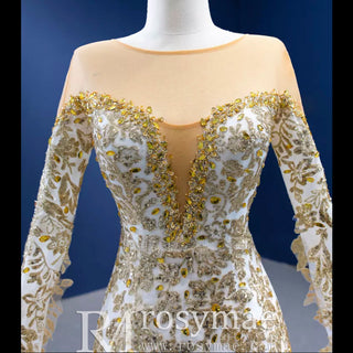 Gorgeous High-end Trumpet Wedding Dress with Long Cape Sleeve - Rosymae