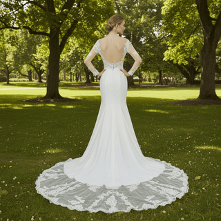 Gorgeous Long-Sleeved Fit and Flare Wedding Dress - Rosymae