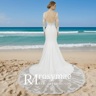 Gorgeous Long-Sleeved Fit and Flare Wedding Dress - Rosymae