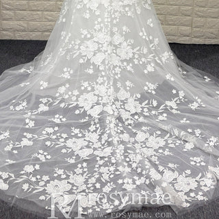 Gorgeous Mermaid Lace Appliqued Wedding Dress with Vneck - Rosymae
