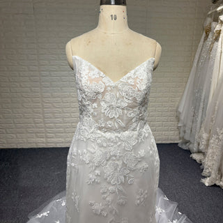 Gorgeous Mermaid Lace Appliqued Wedding Dress with Vneck - Rosymae