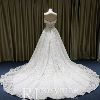 Gorgeous Off the Shoulder Ball Gown Floral Lace Wedding Dress for Elegant Bride - Rosymae
