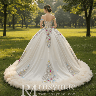 Gorgeous Pale Yellow Quinceanera Dress with Rhinestone and 3D Flowers - Rosymae