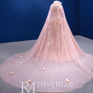 Gorgeous Pink Wedding Dress Ball Gown with Off-The-Shoulder - Rosymae
