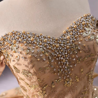 Gorgeous Sequin Basque Waist Wedding Gown Off Shoulder Quinceanera Dress - Rosymae