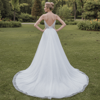 Gorgeous Spaghetti Straps Floral Lace A-Line Wedding Dress - Rosymae