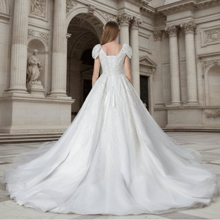 Gorgeous Sparkly Ballgown Cap Sleeve Wedding Dresses - Rosymae