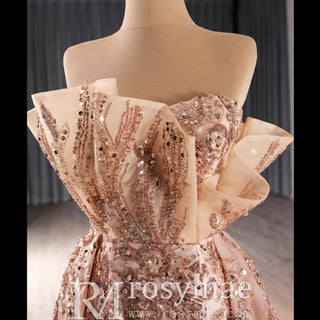 Gorgeous Sparkly Gold Sequins Formal Gown Prom Dress with Leg Slit - Rosymae