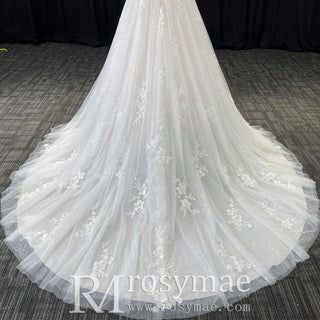 Gorgeous Square Neckline Plus Size Wedding Dresses with Tulle Lace - Rosymae