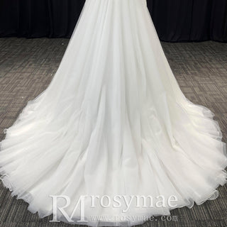 Gorgeous Square Neckline Wedding Dresses with Long Sleeves for Bride - Rosymae