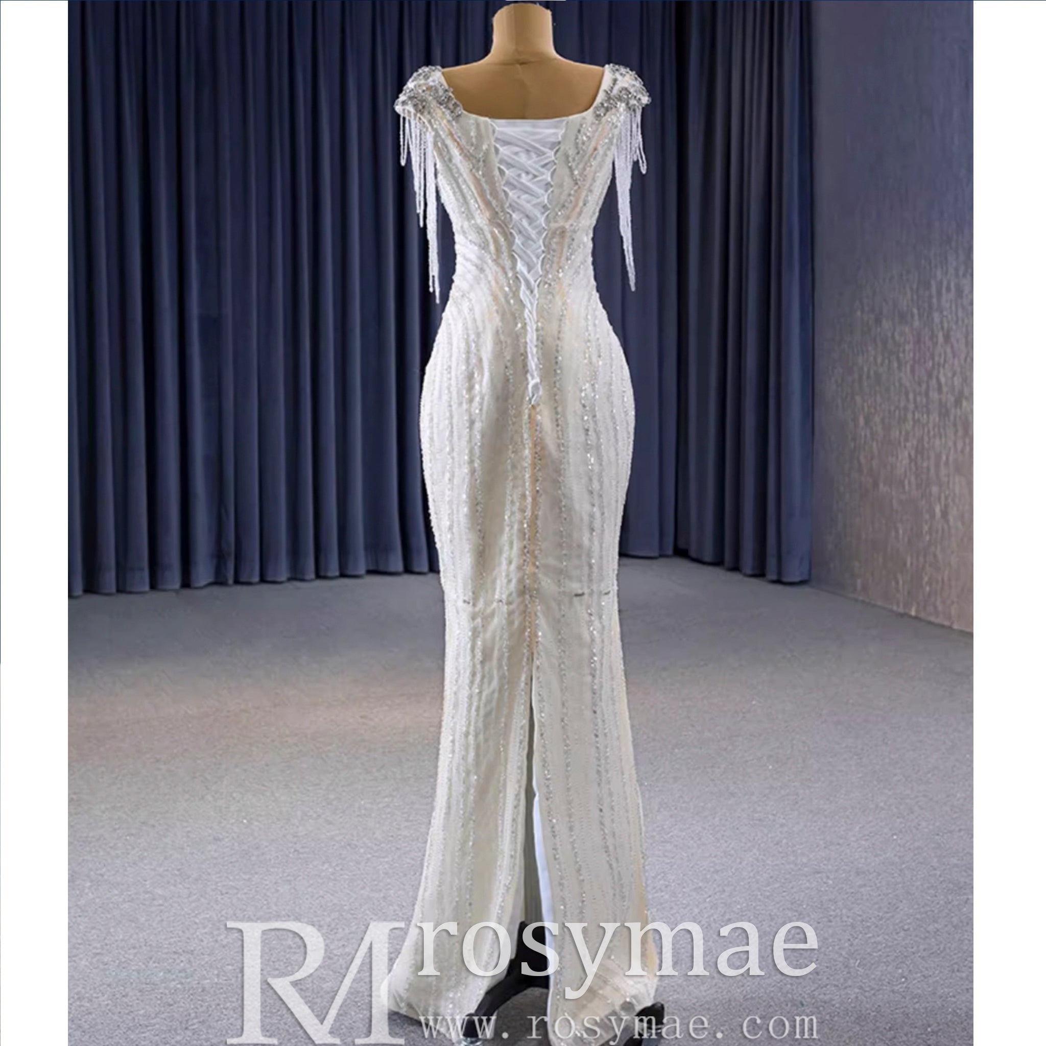Gorgeous White Mermaid Beading Detachable Cascading Ruffles Wedding Dresses - Rosymae