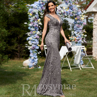 Temperament Slim Formal Evening Dress Mermaid Sequins Prom Dresses