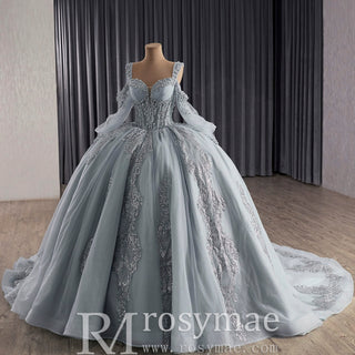Luxury Off Shoulder Basque Waist Quinceanera Dress with Long Sleeve