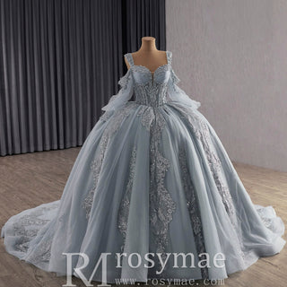 Luxury Off Shoulder Basque Waist Quinceanera Dress with Long Sleeve