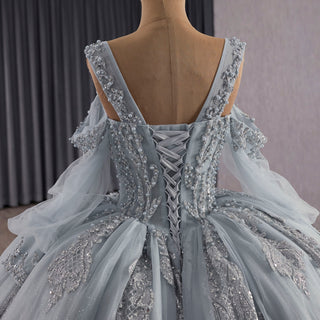 Luxury Off Shoulder Basque Waist Quinceanera Dress with Long Sleeve