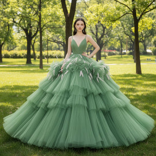 Green Quinceanera Dresses & Ball Gowns with Spaghetti Straps - Rosymae
