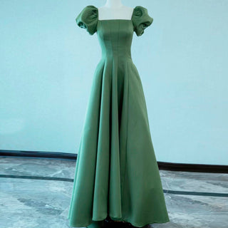 Green Junior & Senior Prom Gowns with Short Sleeves