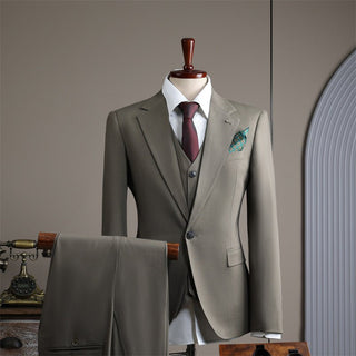 Groom's Wedding Suit Slim Fit Business Coat Trousers Vest Suit - Rosymae
