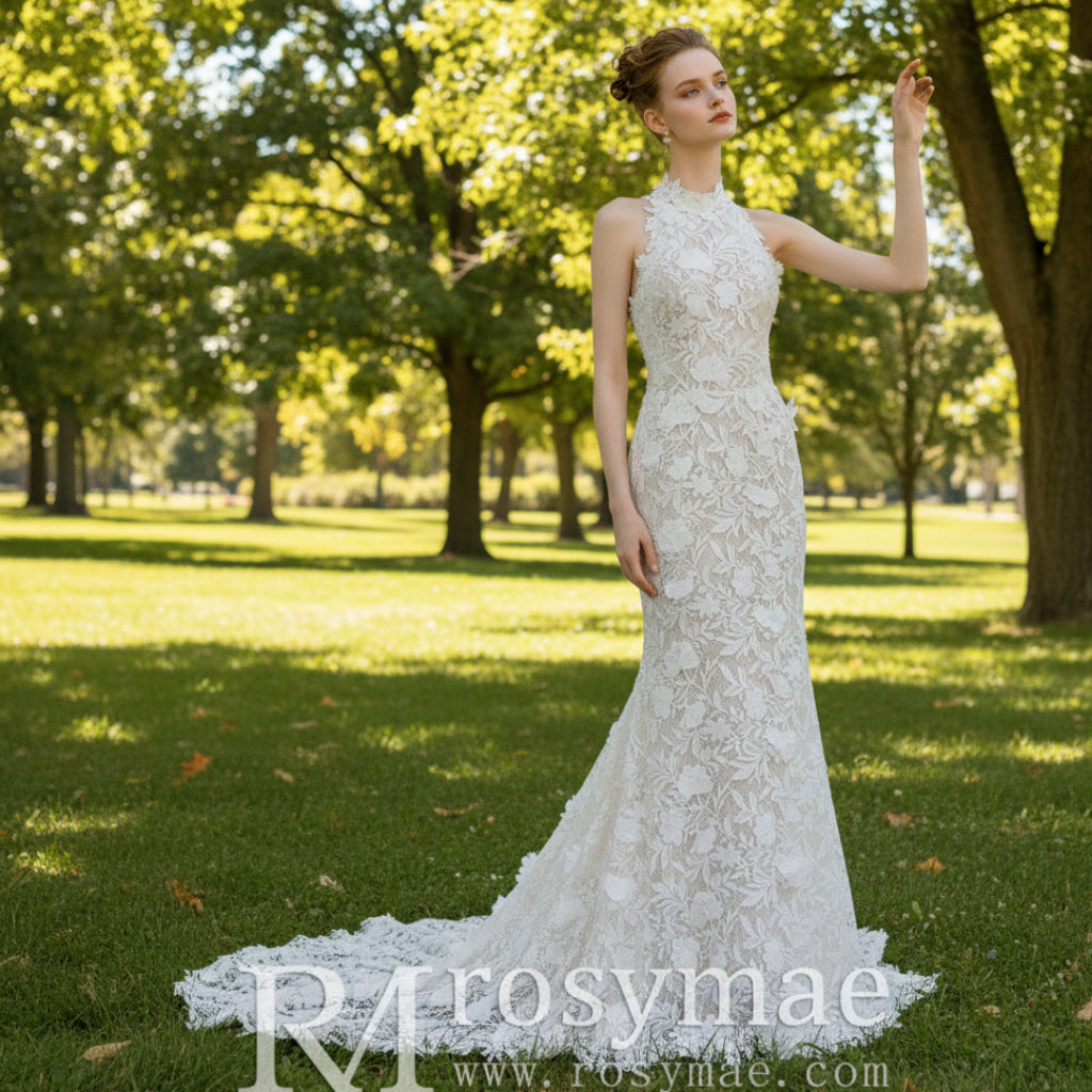 wedding dresses halter mermaid Sheer Back Halter Lace Mermaid Wedding Dress With Cape Ivory / With Cape / 16 wedding dresses halter mermaid Sheer Back Halter Lace Mermaid Wedding Dress With Cape Ivory / With Cape / 16