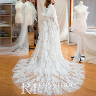 lace wedding dress with cape