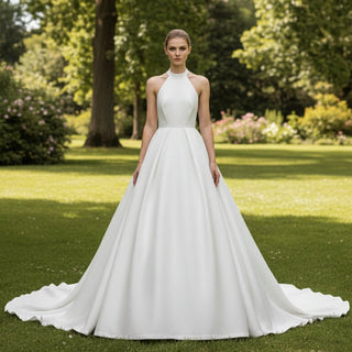 Halter Wedding Dresses High Neck Bridal Gowns with Backless - Rosymae