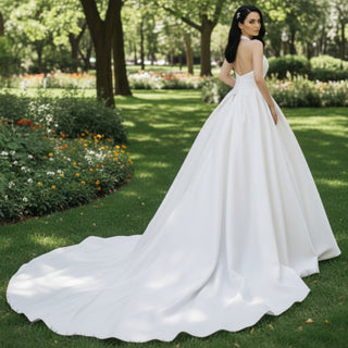 Halter Wedding Dresses High Neck Bridal Gowns with Backless - Rosymae