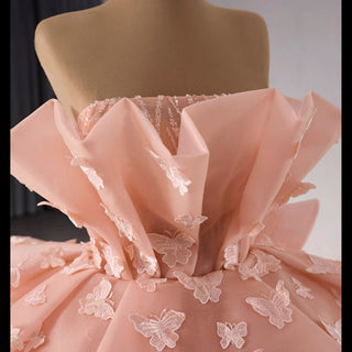 Handmade 3D Butterfly Quinceanera Dress Ball Gown with Ruffle - Rosymae