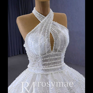 Handmade Puffy Ball Gown Sequins Wedding Dress with Detachable Skirt - Rosymae