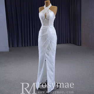 Handmade Puffy Ball Gown Sequins Wedding Dress with Detachable Skirt - Rosymae