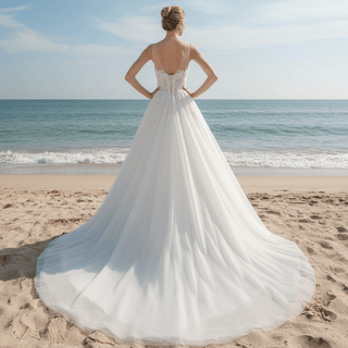 Heavy Beaded A-Line Tulle Wedding Dress with Illusion Sweetheart - Rosymae