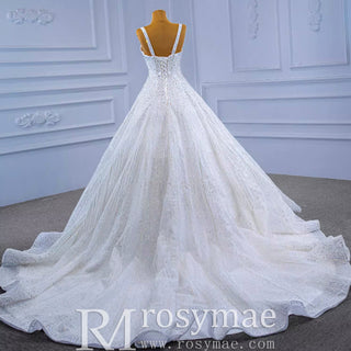 Heavy Beading Luxury Puffy Wedding Dress with Wide Straps - Rosymae