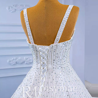 Heavy Beading Luxury Puffy Wedding Dress with Wide Straps - Rosymae
